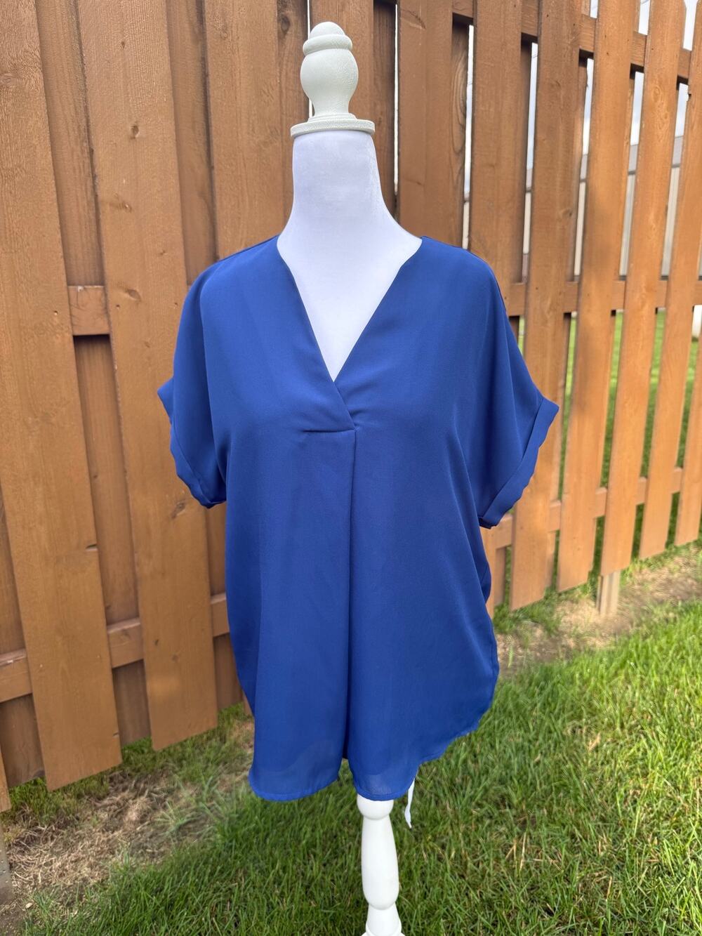Jess Lea Blue V-neck Blouse Size Large